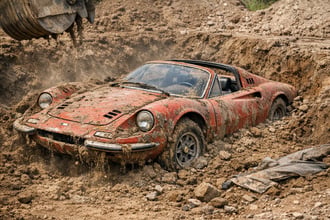 Il mistero di una delle Ferrari pi� prestigiose trovata sottoterra da dei bambini 52 anni dopo la sepoltura