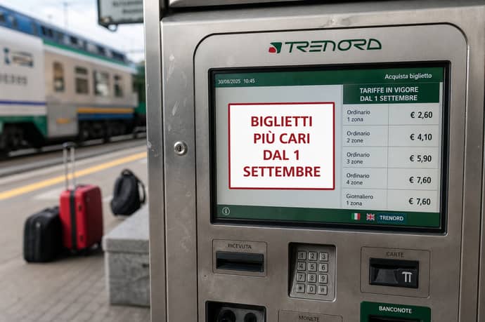 Trenord aumenti biglietti scattano 1 settembre 2026