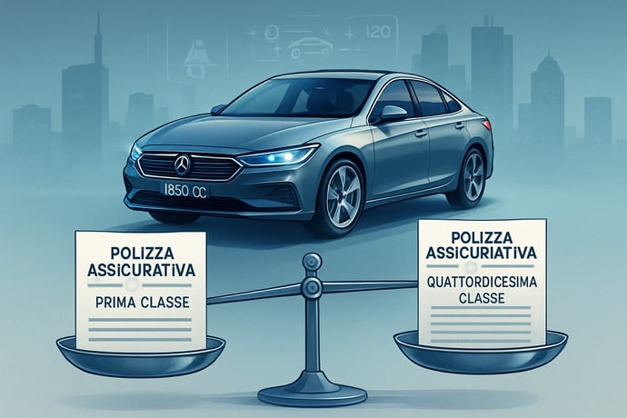 Costo assicurazione auto cilindrata 1800 cc per le varie classe di merito 2025