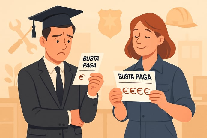 In quali casi lavoratori dipendenti diplomati hanno stipendio pi� alto di laurea