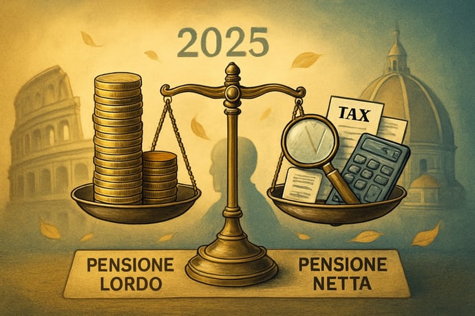 Pensione dal lordo al netto nel 2025. Calcolo ed esempi con tasse e trattenute