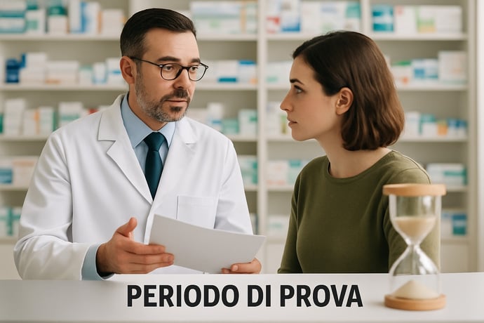 Periodo di prova contratto farmacia privata CCNL 2025 durata, calcolo giorni eff