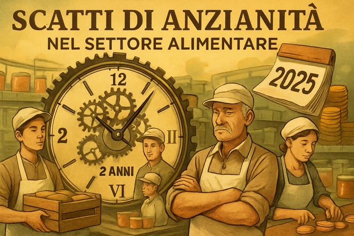 Scatti anzianit� Contratto industria alimentare CCNL 2025 tabella, ogni quanto a