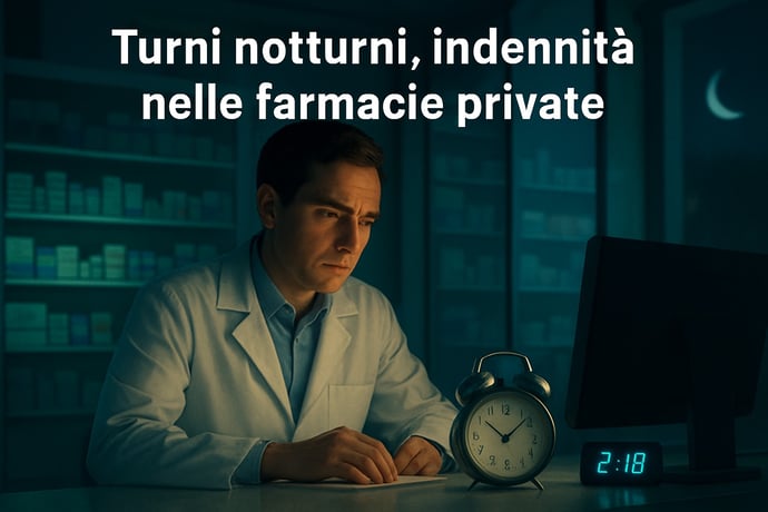 Turni di notte contratto farmacia privata CCNL 2025 quanto vengono pagati. Calco